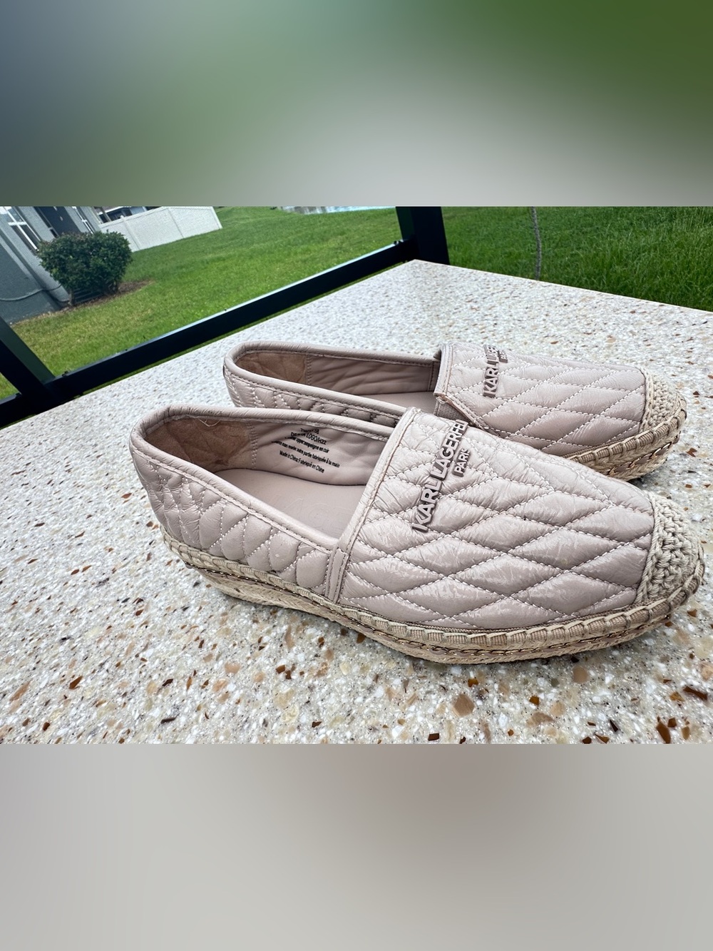 Karl Lagerfeld Quilted Rose Colored Espadrille Shoes - Size 7